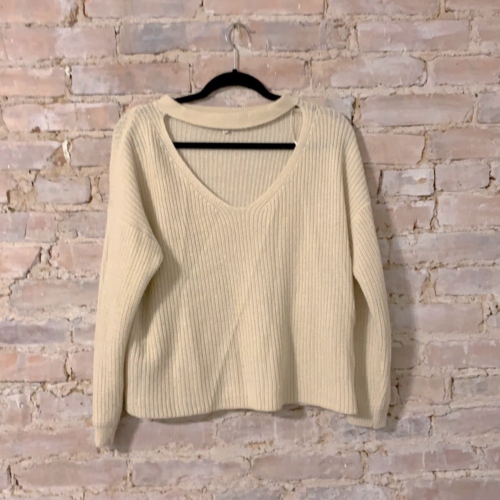 Cream cut out sweater